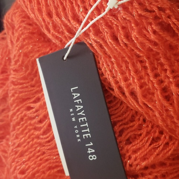 CT1610 LAFAYETTE 148 Bright Orange Crew Neck Knit Sleeveless Sweater M - Picture 7 of 8